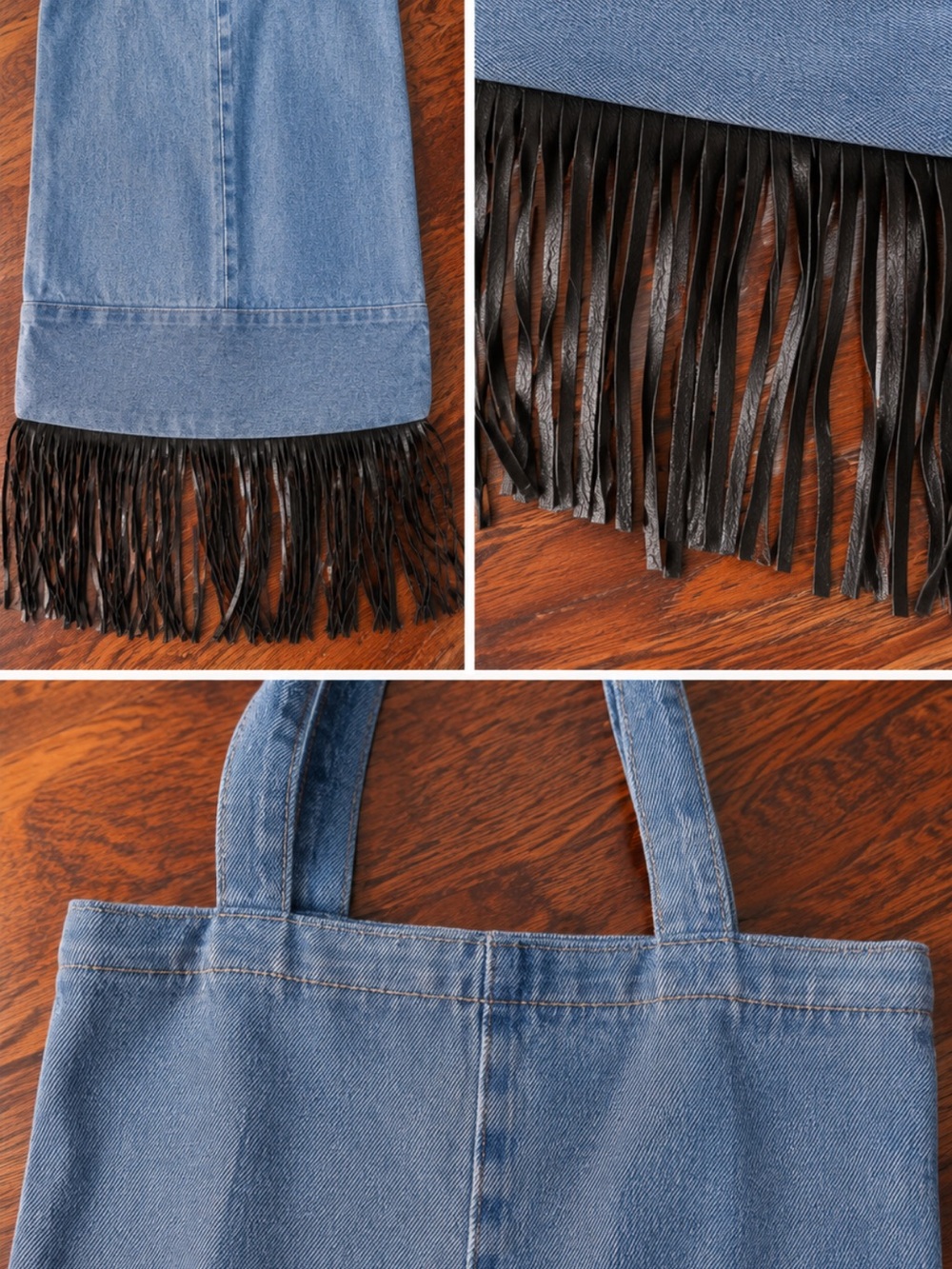 ONE X ONETEASPOON Fringed Denim Tote Bag EUC - Picture 5 of 7